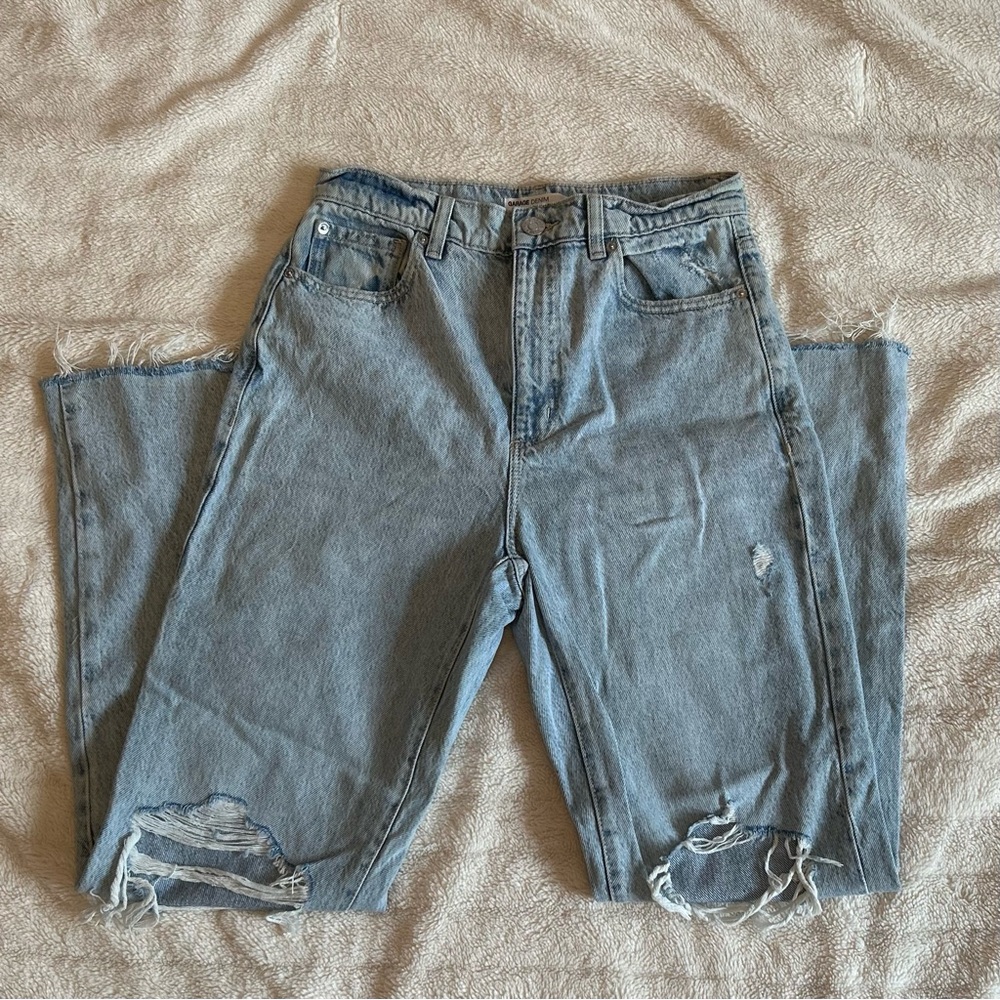 Garage Light Blue Vintage Straight Leg Ripped Jeans